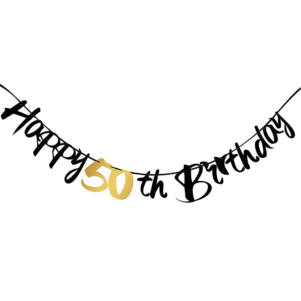 Декор для 50-летия: черно-золо – обзор и цена Party Banner Gold